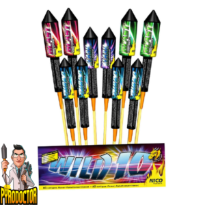 Wild 10 Raketen-Sortiment + Mittelgroßer Raketenbeutel von NICO - Pyrodoctor Feuerwerk Online Shop
